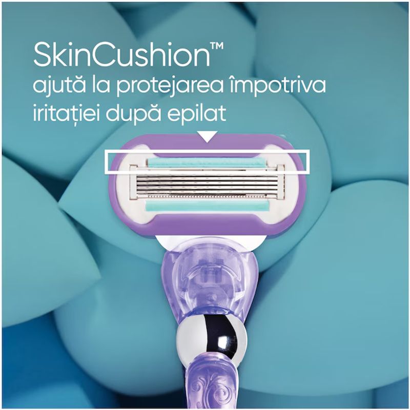 Ingrijire personala si Cosmetice - Aparate & accesorii ingrijire personala - Aparate de ras si tuns - Aparate de ras clasice - Aparat de ras clasic Gillette Venus Swirl Smooth, mov, set cu 2 piese de schimb - Infinity.ro