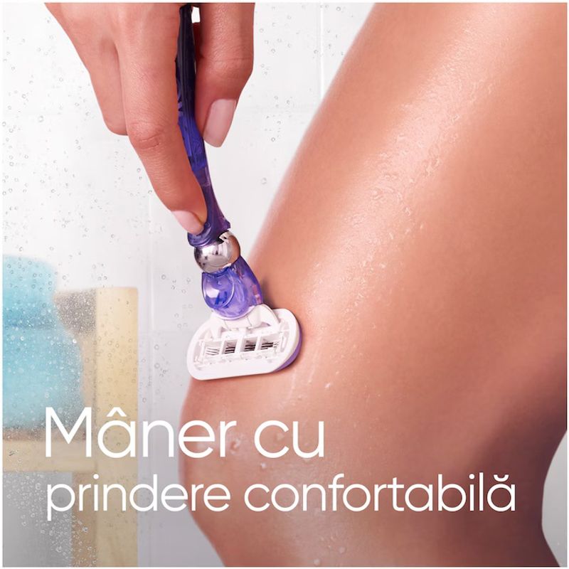 Ingrijire personala si Cosmetice - Aparate & accesorii ingrijire personala - Aparate de ras si tuns - Aparate de ras clasice - Aparat de ras clasic Gillette Venus Swirl Smooth, mov, set cu 2 piese de schimb - Infinity.ro