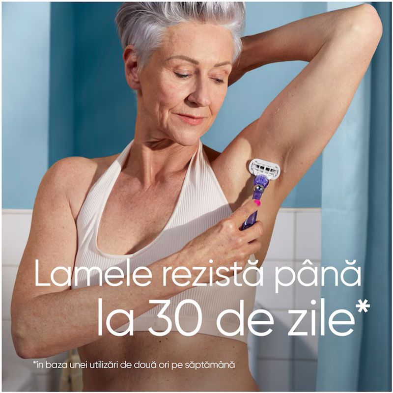 Ingrijire personala si Cosmetice - Aparate & accesorii ingrijire personala - Aparate de ras si tuns - Aparate de ras clasice - Aparat de ras clasic Gillette Venus Swirl Smooth, mov, set cu 2 piese de schimb - Infinity.ro