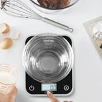 Electronice si Electrocasnice - Electrocasnice bucatarie - Mixere, tocatoare & roboti de bucatarie - Cantare de bucatarie - Cantar de bucatarie Tefal Optiss - BC5005V0, 5 kg, sticla securizata, functie Tara, carlig de agatat, negru - Infinity.ro