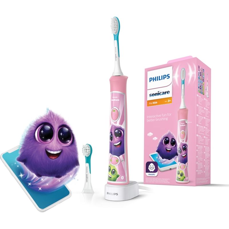 Ingrijire personala si Cosmetice - Igiena dentara - Periute de dinti electrice - Periuta de dinti electrica pentru copii Philips Sonicare HX6352/42, conectare aplicatie Philips Sonicare for Kids, roz - Infinity.ro