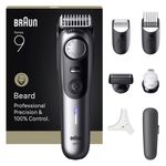 Ingrijire personala si Cosmetice - Aparate & accesorii ingrijire personala - Aparate de ras si tuns - Aparate de tuns - Aparat de tuns barba Braun Seria 9 BT9520, Autonomie 180 minute,Rezistent la apa, Cromat - Infinity.ro