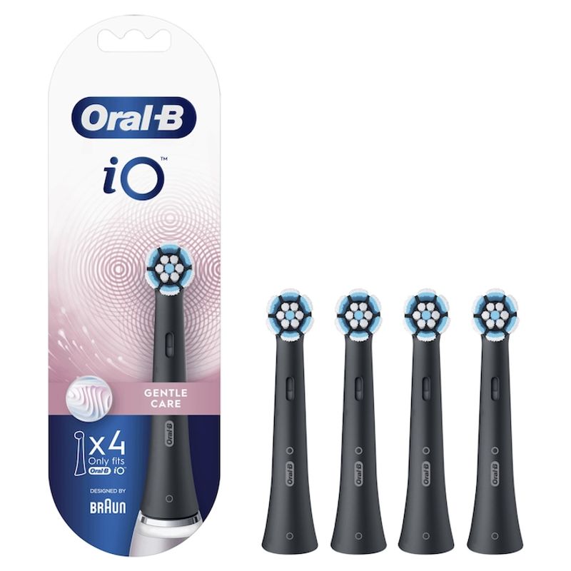 Ingrijire personala si Cosmetice - Igiena dentara - Rezerve si accesorii - Cap de periuta de dinti, Oral-B, iO Gentle Care, 4 buc, Negru - Infinity.ro