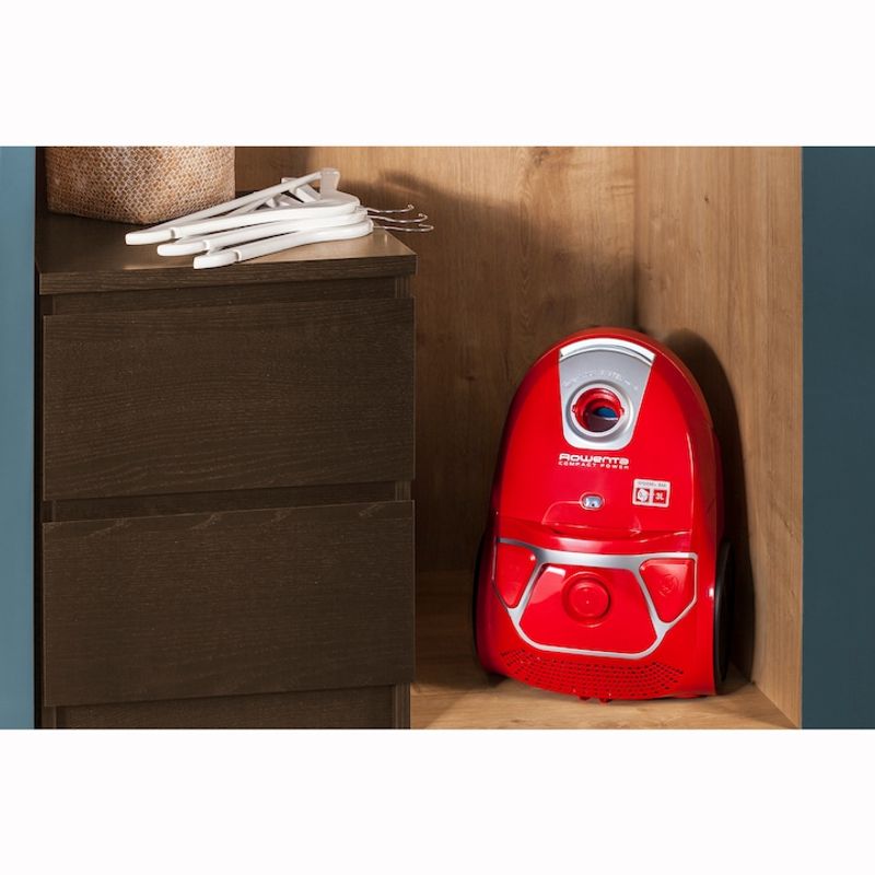 Electronice si Electrocasnice - Ingrijirea locuintei - Aspiratoare - Aspirator cu sac Rowenta Compact Power parquet RO3953EA, 900W, Tub telescopic din metal, Sac Hygiene+, Rosu - Infinity.ro