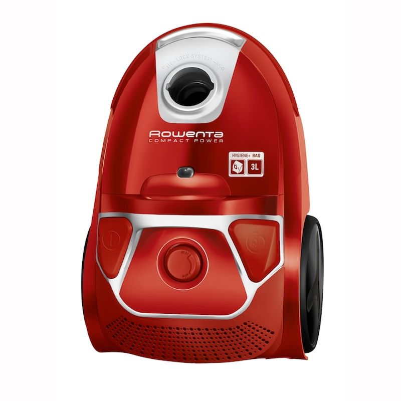 Electronice si Electrocasnice - Ingrijirea locuintei - Aspiratoare - Aspirator cu sac Rowenta Compact Power parquet RO3953EA, 900W, Tub telescopic din metal, Sac Hygiene+, Rosu - Infinity.ro