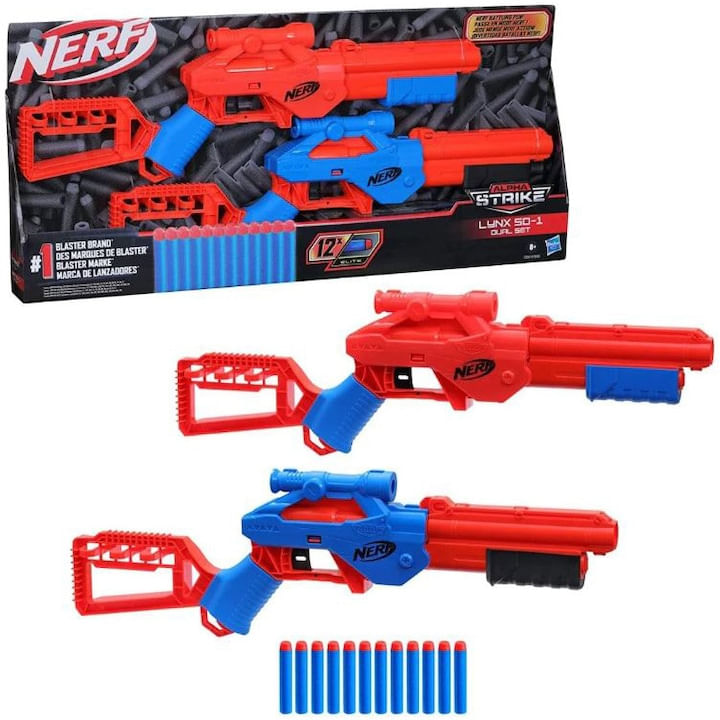 Set 2 blastere Nerf Alpha Strike - Lynx SD-1, 12 proiectile