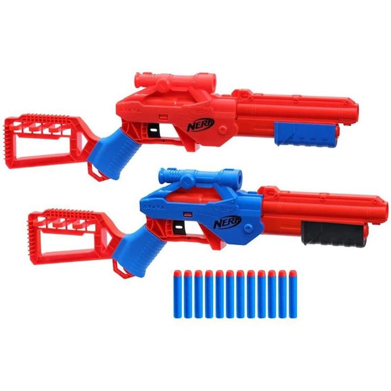 Jucarii, Copii si Bebe - Jucarii si jocuri - Jucarii de rol - Arme de jucarie - Set 2 blastere Nerf Alpha Strike - Lynx SD-1, 12 proiectile - Infinity.ro
