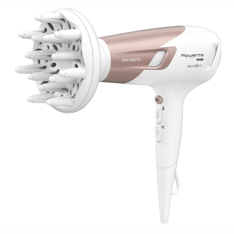 Ingrijire personala si Cosmetice - Aparate & accesorii ingrijire personala - Hair styling - Uscatoare de par - Uscator de par ROWENTA Studio Dry Glow CV5830F0, 2300W, 6 trepte viteza, tehnologie Thermo Control, alb - Infinity.ro