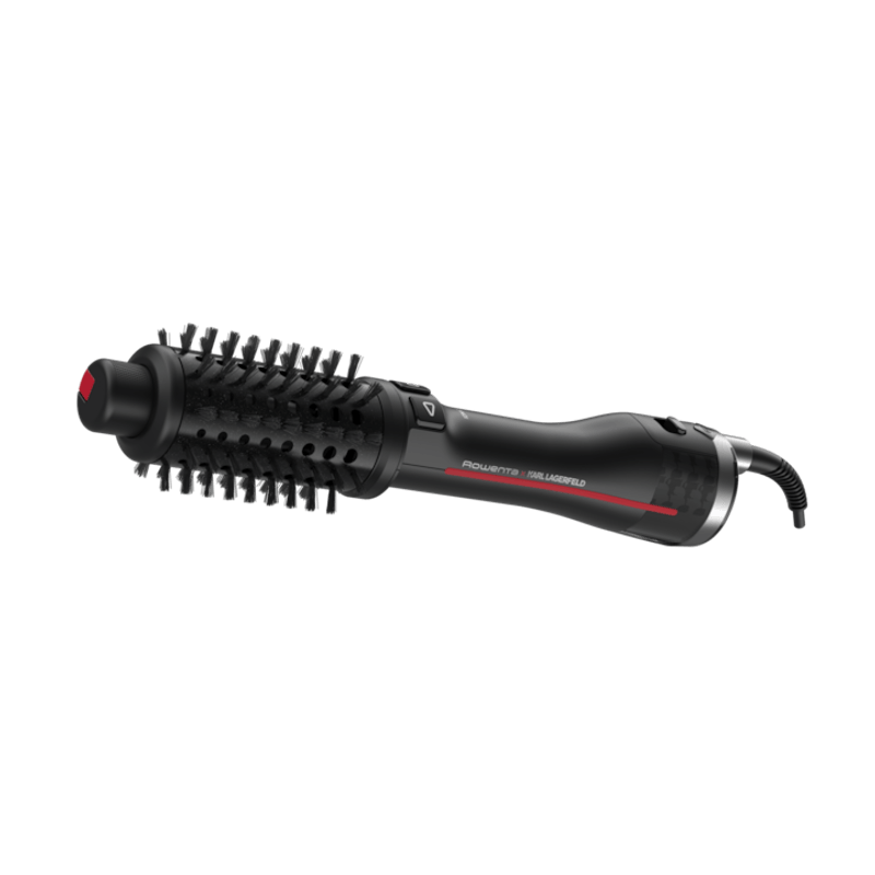 Ingrijire personala si Cosmetice - Aparate & accesorii ingrijire personala - Hair styling - Perii de par electrice - Perie rotativa cu aer cald Rowenta x Karl Lagerfeld Pro Stylist CF961LF0, invelis exclusiv Keratin & Glow, negru&rosu - Infinity.ro