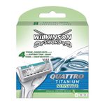 Ingrijire personala si Cosmetice - Aparate & accesorii ingrijire personala - Aparate de ras si tuns - Accesorii aparate de ras - Set 8 Rezerve, Wilkinson Sword, Quattro Titanium Sensitive, Aloe Vera, Vitamina E si Jojoba - Infinity.ro