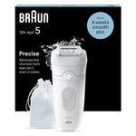 Ingrijire personala si Cosmetice - Aparate & accesorii ingrijire personala - Epilatoare si accesorii - Epilatoare - Epilator Braun Silk-épil 5 5-011 Wet & Dry, MicroGrip, Smart Light, 28 de pensete, 2 viteze, Alb/Gri - Infinity.ro