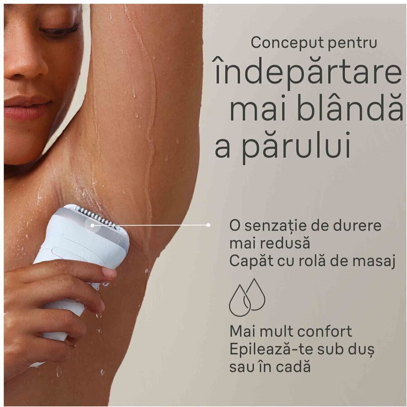 Ingrijire personala si Cosmetice - Aparate & accesorii ingrijire personala - Epilatoare si accesorii - Epilatoare - Epilator Braun Silk-Épil 7 Pentru Femei, Dispozitiv Indepartare Par, Umed/Uscat, Fabricat In Germania, 7-000 Alb/Roz - Infinity.ro