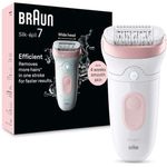 Ingrijire personala si Cosmetice - Aparate & accesorii ingrijire personala - Epilatoare si accesorii - Epilatoare - Epilator Braun Silk-Épil 7 Pentru Femei, Dispozitiv Indepartare Par, Umed/Uscat, Fabricat In Germania, 7-000 Alb/Roz - Infinity.ro
