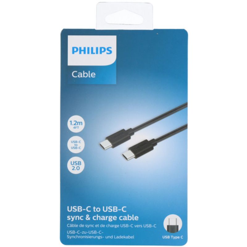 Laptop, Telefoane si Tablete - Telefoane mobile si accesorii - Accesorii Telefoane - Cabluri si adaptoare telefoane - Cablu de incarcare Type C cu Type C, 120 cm, Philips - Infinity.ro