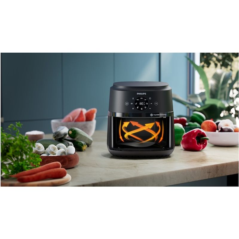 Electronice si Electrocasnice - Electrocasnice bucatarie - Aparate de gatit & desert - Friteuze - Friteuza fara ulei Philips NA220/00 Seria 2000, 4.2 l, 13 metode de gatit, Fereastra de gatit, Ecran tactil, negru - Infinity.ro
