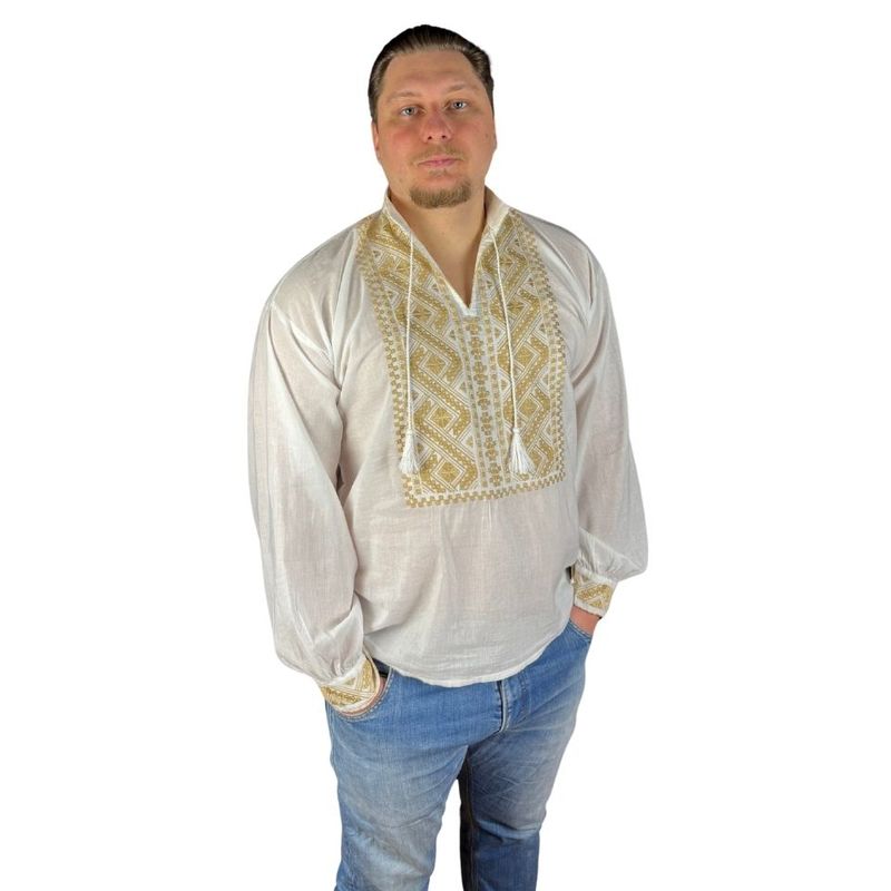 Fashion, accesorii si bijuterii - Barbati - Imbracaminte - Camasi barbati - Ie barbati CPF26 alb/bej , marimea S - Infinity.ro