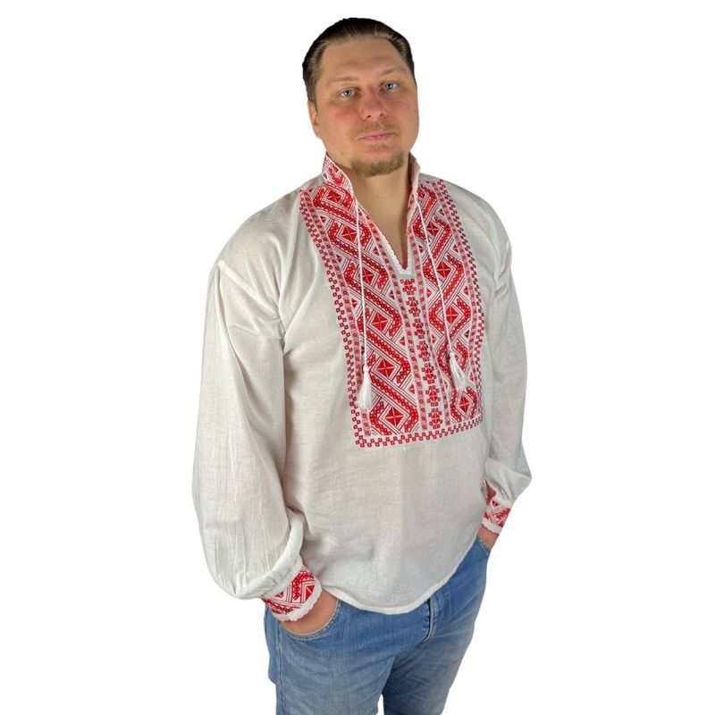 Fashion, accesorii si bijuterii - Barbati - Imbracaminte - Camasi barbati - Ie barbati CPF26 alb/rosu , marimea L - Infinity.ro