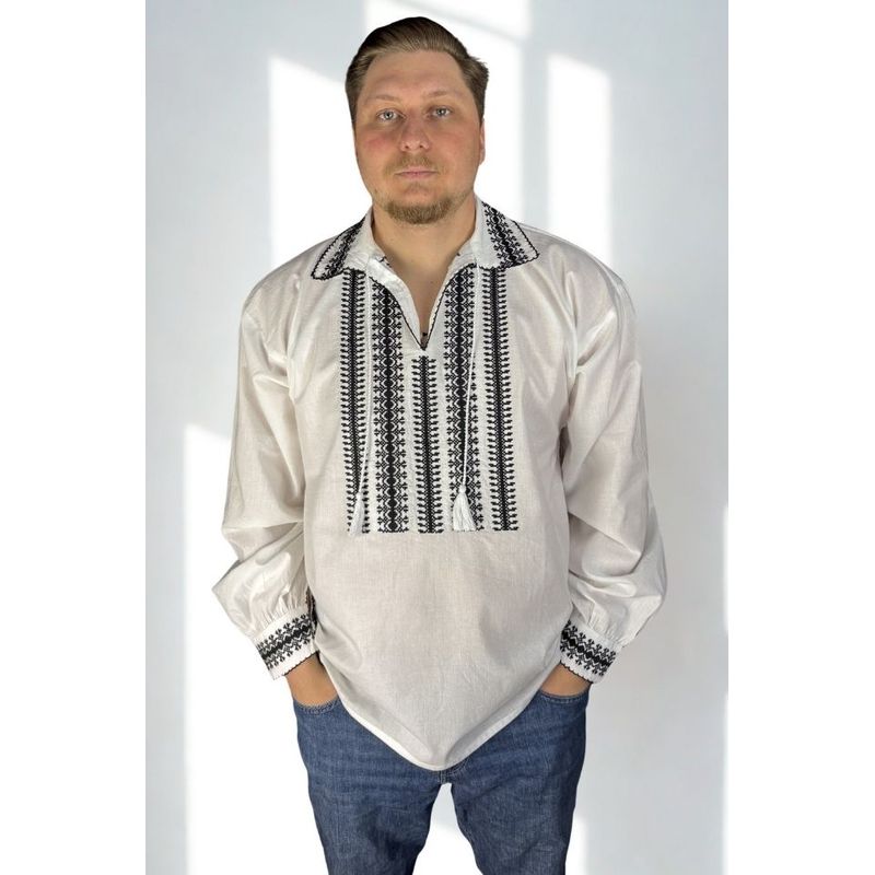 Fashion, accesorii si bijuterii - Barbati - Imbracaminte - Camasi barbati - Ie barbati M26 alb/negru , marimea S - Infinity.ro