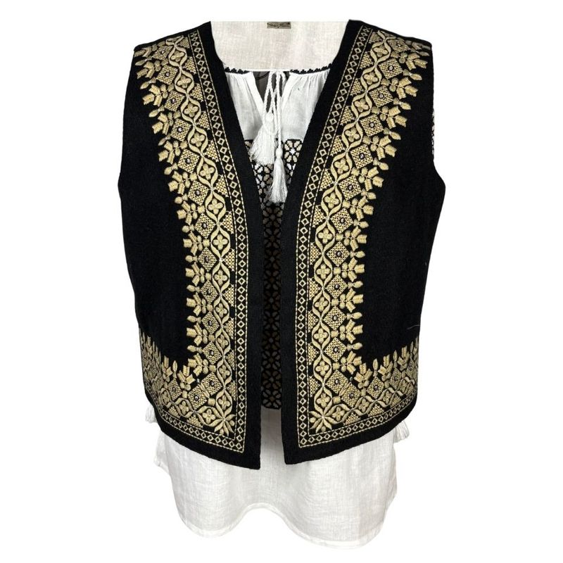 Fashion, accesorii si bijuterii - Femei - Imbracaminte femei - Sacouri si veste femei - Vesta dama A26 negru/bej , marimea L - Infinity.ro