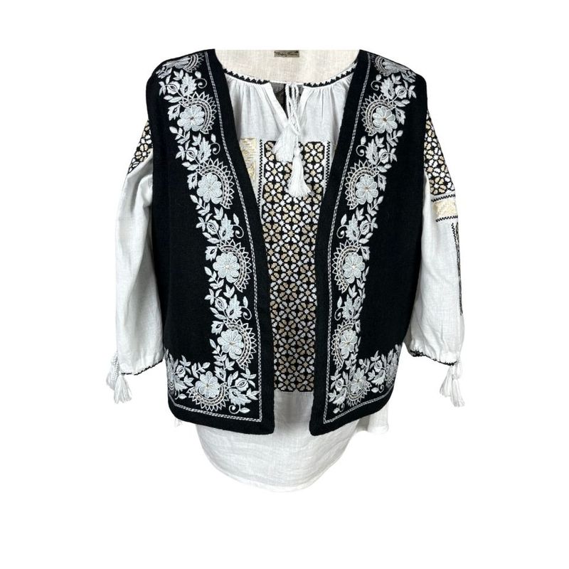 Fashion, accesorii si bijuterii - Femei - Imbracaminte femei - Sacouri si veste femei - Vesta dama A26 negru/gri , marimea 2XL - Infinity.ro