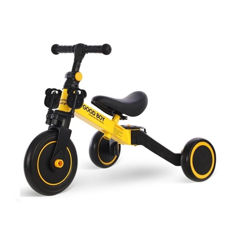Jucarii, Copii si Bebe - Jucarii si jocuri - Jucarii de exterior - Triciclete - Tricicleta transformabila in bicicleta de echilibru pentru copii 2-6 ani, Galben - Infinity.ro