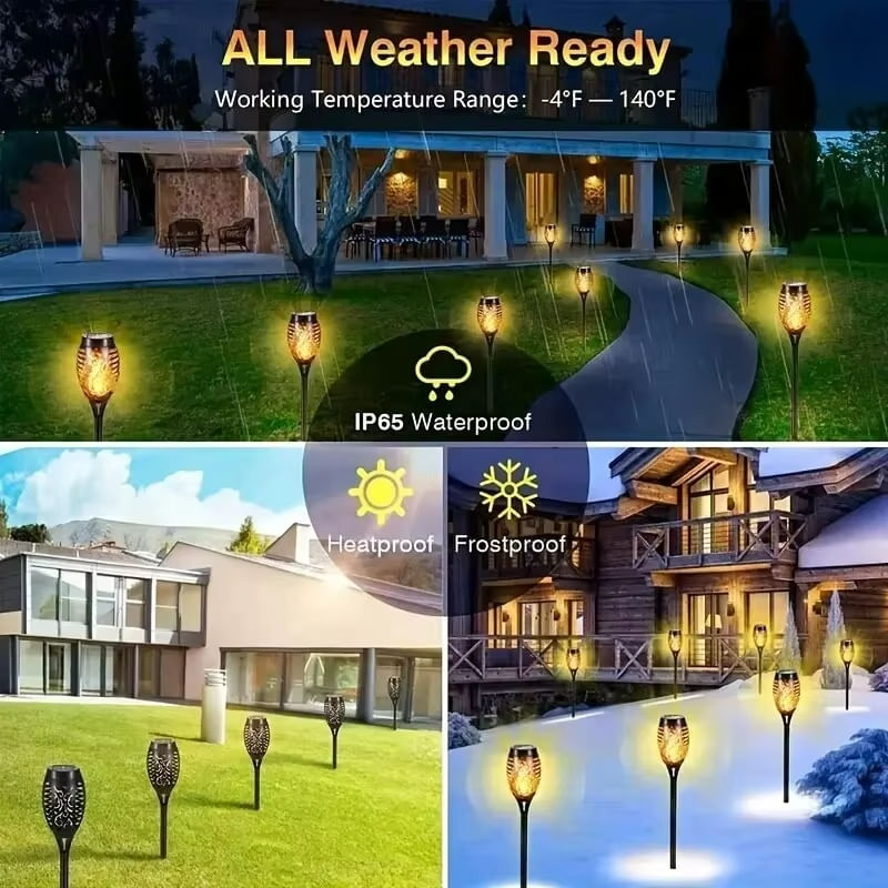 Casa si Gradina - Corpuri si surse de iluminat - Iluminat exterior - Lampi solare - Set 4 lampi solare cu efect flacara, Montaj in sol, Iluminare ambientala exterior - Infinity.ro