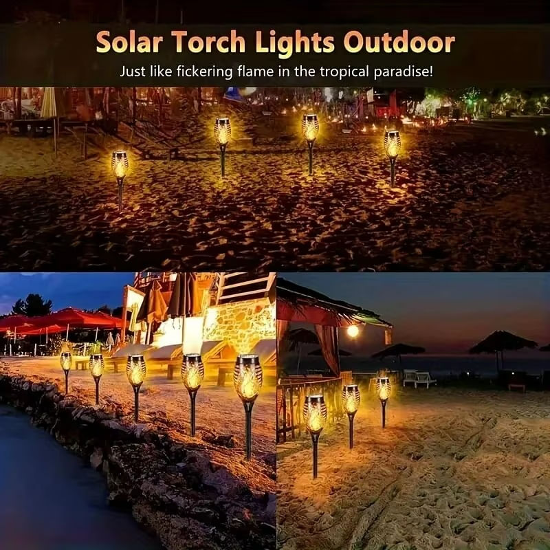 Casa si Gradina - Corpuri si surse de iluminat - Iluminat exterior - Lampi solare - Set 4 lampi solare cu efect flacara, Montaj in sol, Iluminare ambientala exterior - Infinity.ro