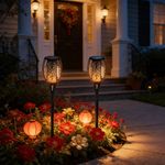 Casa si Gradina - Corpuri si surse de iluminat - Iluminat exterior - Lampi solare - Set 4 lampi solare cu efect flacara, Montaj in sol, Iluminare ambientala exterior - Infinity.ro