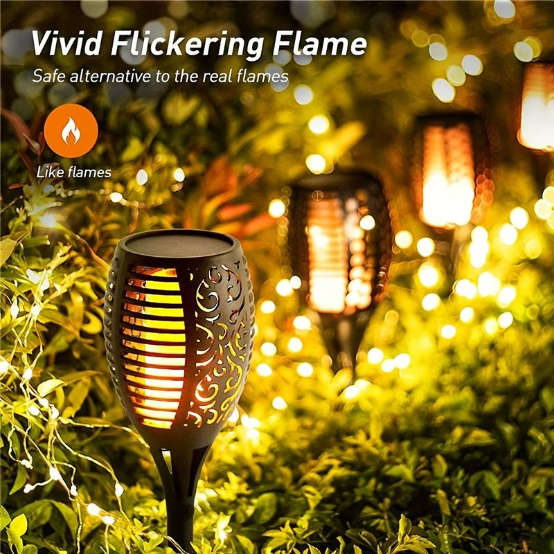 Casa si Gradina - Corpuri si surse de iluminat - Iluminat exterior - Lampi solare - Set 4 lampi solare cu efect flacara, Montaj in sol, Iluminare ambientala exterior - Infinity.ro