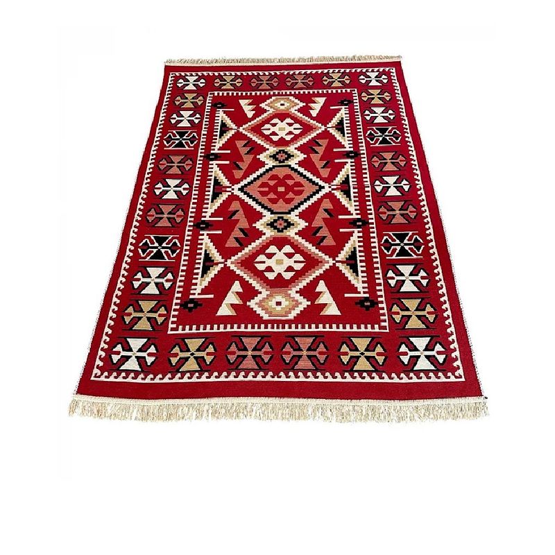 Casa si Gradina - Textile si covoare - Covoare - Covoare casa - Covor cu tesatura plata cu decor traditional - Kilim cu doua fete, 60x90 cm - 04 - Infinity.ro