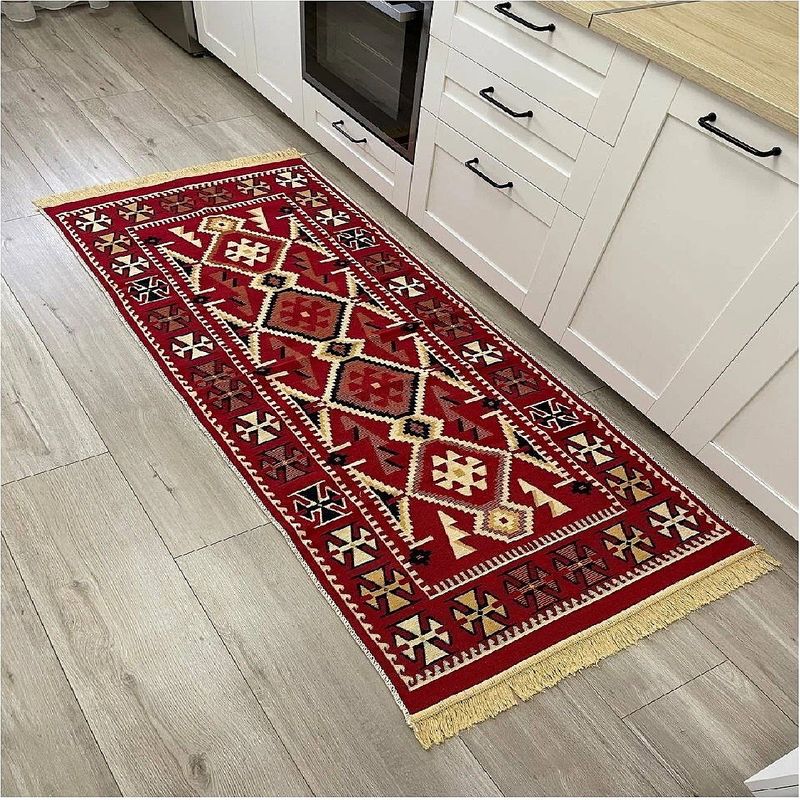 Casa si Gradina - Textile si covoare - Covoare - Covoare casa - Covor cu tesatura plata cu decor traditional - Kilim cu doua fete, 60x90 cm - 04 - Infinity.ro