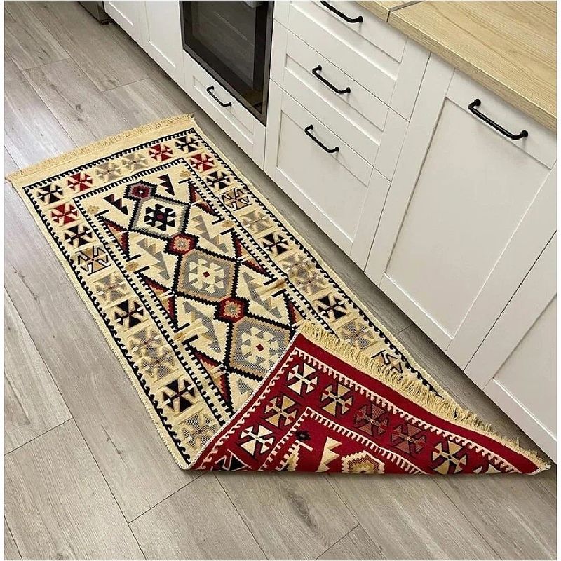 Casa si Gradina - Textile si covoare - Covoare - Covoare casa - Covor cu tesatura plata cu decor traditional - Kilim cu doua fete, 60x90 cm - 04 - Infinity.ro