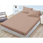 Casa si Gradina - Textile si covoare - Lenjerii de pat - Husa de pat si 2 fete de perna, cu elastic, Sonia-Home, Damasc, 1 persoana, Uni, 140x200cm, Cafea Cu Lapte - Infinity.ro