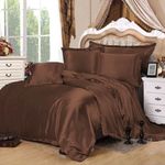 Casa si Gradina - Textile si covoare - Lenjerii de pat - Seturi de lenjerie - Lenjerie de pat Kotonia Home Hotel King Size, 100% bumbac, Damasc DeLux Saten, Dark Chocolate - Infinity.ro