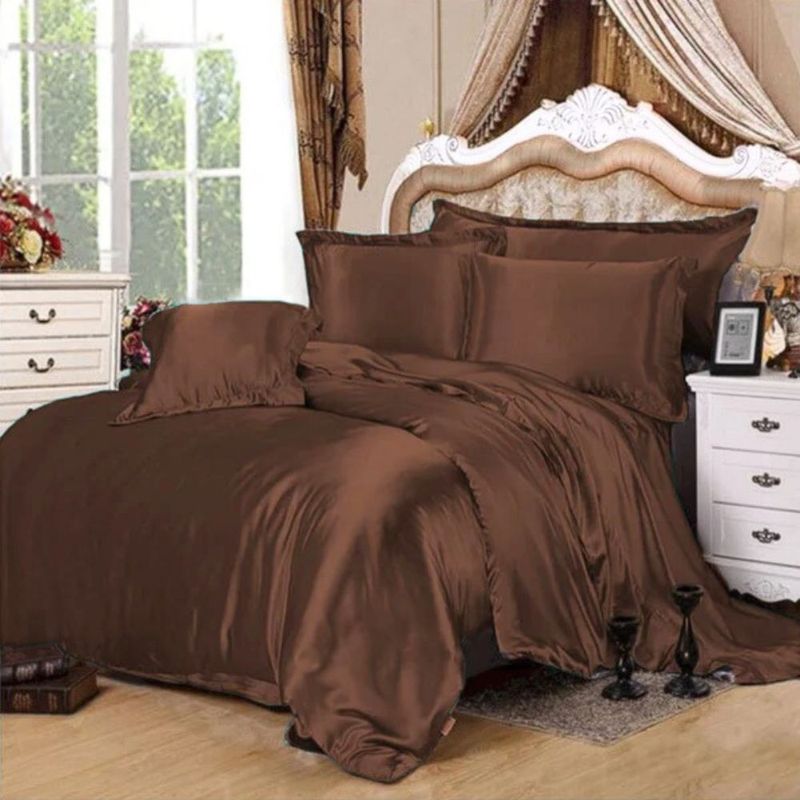 Casa si Gradina - Textile si covoare - Lenjerii de pat - Seturi de lenjerie - Lenjerie de pat Kotonia Home Hotel King Size, 100% bumbac, Damasc DeLux Saten, Dark Chocolate - Infinity.ro