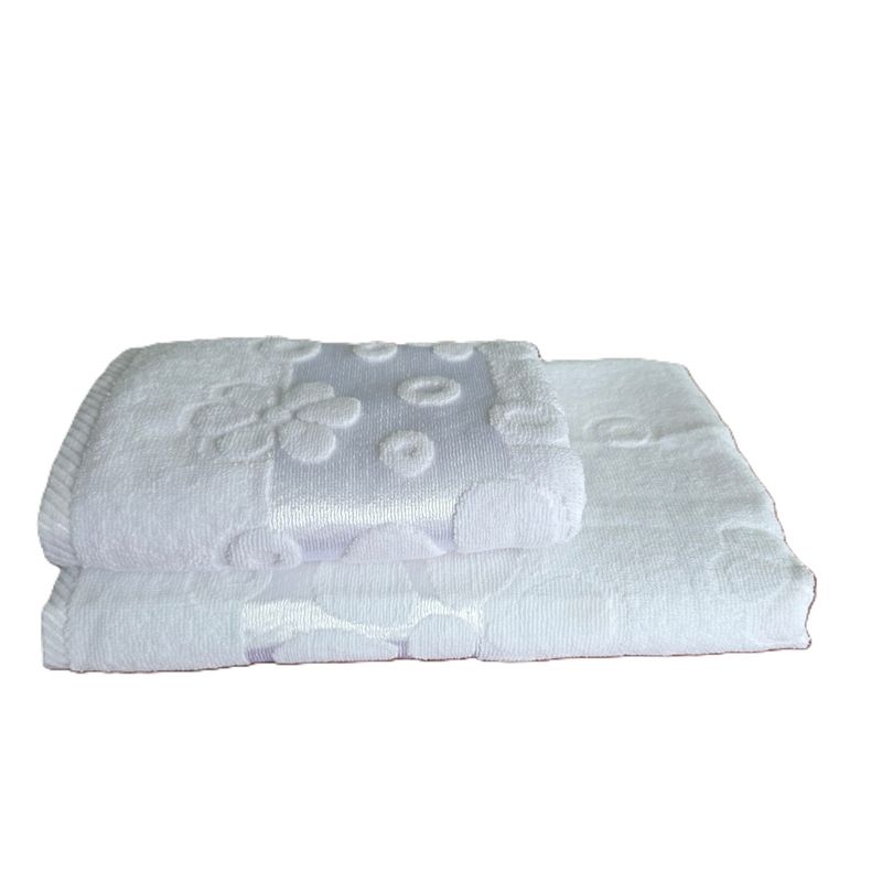 Casa si Gradina - Textile si covoare - Textile baie - Prosoape - Prosop baie Kotonia Home - jacquard, 100% Bumbac, decor floral satinat, 70x140 cm, alb - 01 - Infinity.ro