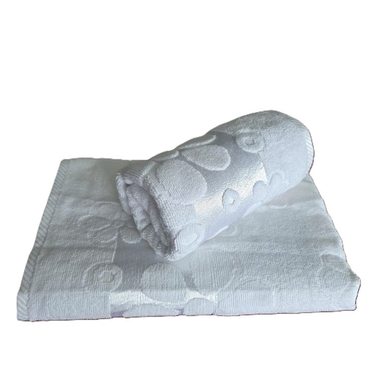 Casa si Gradina - Textile si covoare - Textile baie - Prosoape - Prosop baie Kotonia Home - jacquard, 100% Bumbac, decor floral satinat, 70x140 cm, alb - 01 - Infinity.ro