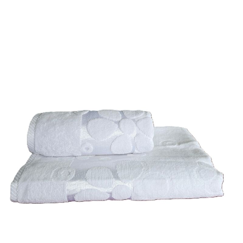 Casa si Gradina - Textile si covoare - Textile baie - Prosoape - Prosop baie Kotonia Home - jacquard, 100% Bumbac, decor floral satinat, 70x140 cm, alb - 01 - Infinity.ro