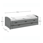 Casa si Gradina - Mobilier - Paturi si accesorii - Paturi - Pat cu pat suplimentar extensibil, gri, lemn masiv, 90x200, MARINELLA NEW - Infinity.ro