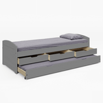 Casa si Gradina - Mobilier - Paturi si accesorii - Paturi - Pat cu pat suplimentar extensibil, gri, lemn masiv, 90x200, MARINELLA NEW - Infinity.ro