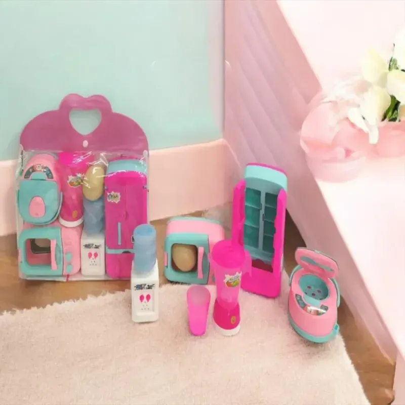 Jucarii, Copii si Bebe - Jucarii si jocuri - Jucarii de rol - Bucatarii copii - Set Interactiv de Aparate Electrocasnice de Jucarie, "Micul Bucatar", 6 Piese, Roz, EMC ONSHOP - Infinity.ro