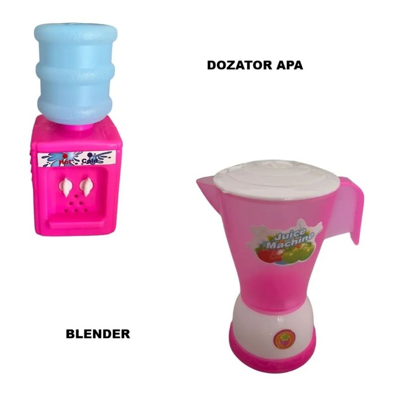Jucarii, Copii si Bebe - Jucarii si jocuri - Jucarii de rol - Bucatarii copii - Set Interactiv de Aparate Electrocasnice de Jucarie, "Micul Bucatar", 6 Piese, Roz, EMC ONSHOP - Infinity.ro