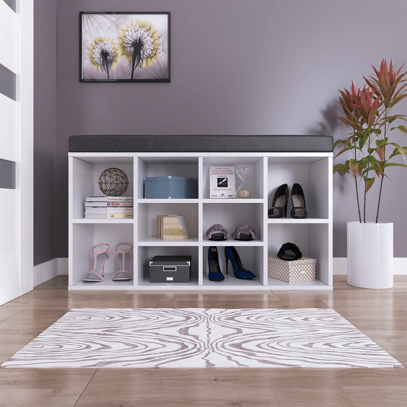 Casa si Gradina - Mobilier - Organizare si depozitare - Organizator incaltaminte - Suport pentru pantofi cu banca, alba, FADDY TIP M 1779 - Infinity.ro