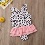 Fashion, accesorii si bijuterii - Copii - Lenjerie si pijamale copii - Costume de baie copii - Costum de baie leopard roz cu volan drool (marime: 120) - Infinity.ro