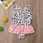Fashion, accesorii si bijuterii - Copii - Lenjerie si pijamale copii - Costume de baie copii - Costum de baie leopard roz cu volan drool (marime: 120) - Infinity.ro