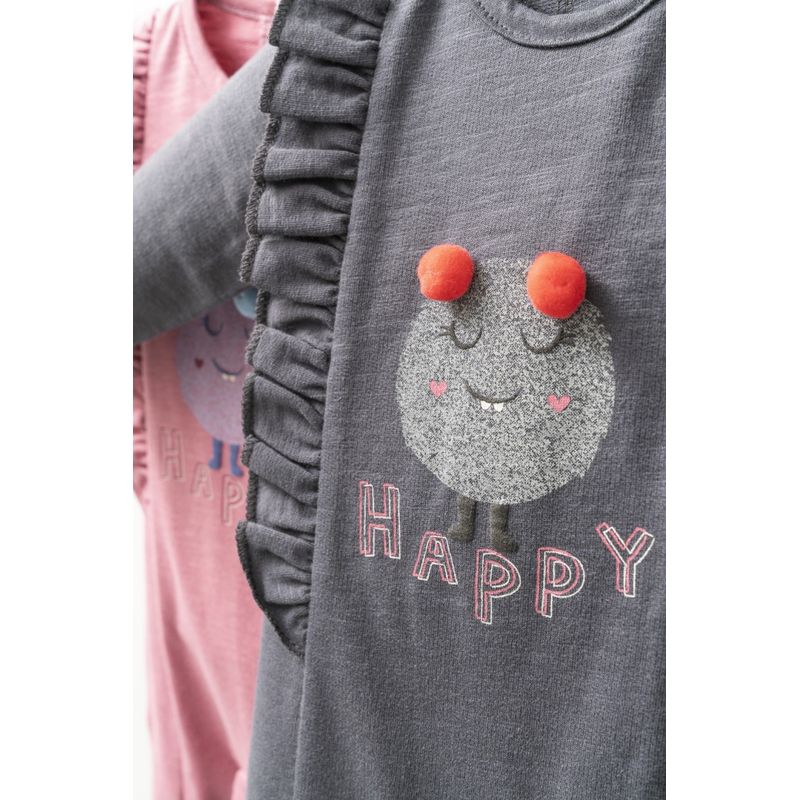 Fashion, accesorii si bijuterii - Copii - Imbracaminte copii - Body-uri copii - Salopeta cu volanase pentru bebelusi monster, tongs baby (culoare: gri, marime: 6-9 luni) - Infinity.ro