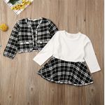 Fashion, accesorii si bijuterii - Copii - Imbracaminte copii - Treninguri si compleuri copii - Set sacou cu rochita drool (marime: 110, culoare: negru cu alb) - Infinity.ro