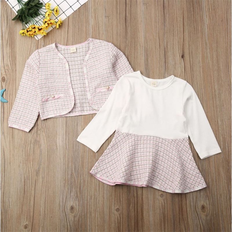 Fashion, accesorii si bijuterii - Copii - Imbracaminte copii - Treninguri si compleuri copii - Set sacou cu rochita drool (marime: 110, culoare: negru cu alb) - Infinity.ro