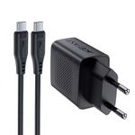 Laptop, Telefoane si Tablete - Telefoane mobile si accesorii - Accesorii Telefoane - Incarcatoare telefoane - Incarcator pentru Priza, Type-C, PD20W, GaN, Fast Charging cu Cablu USB-C - Acefast (A82) - Black - Infinity.ro