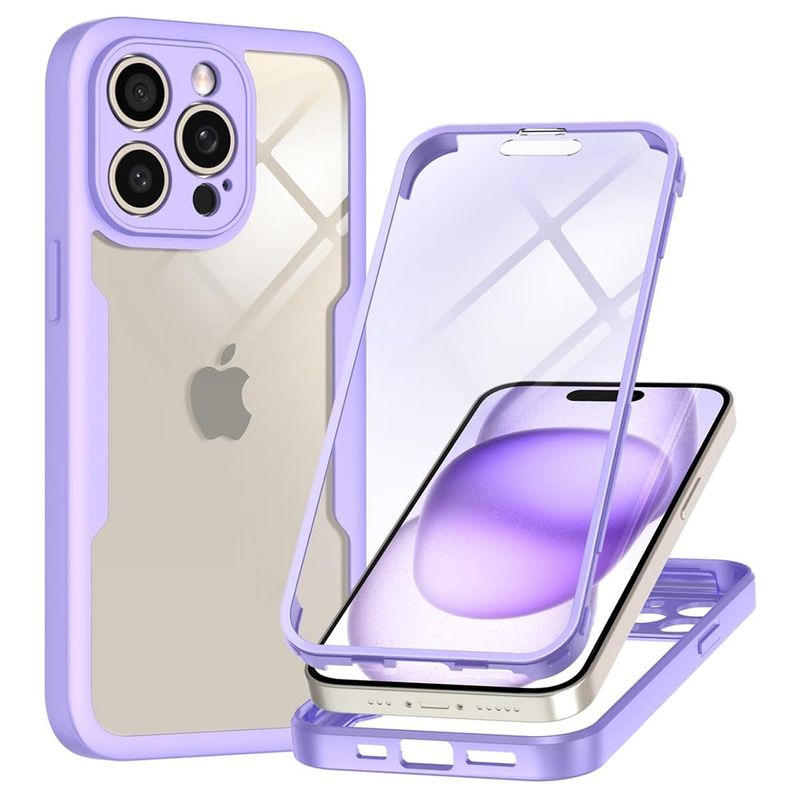 Laptop, Telefoane si Tablete - Telefoane mobile si accesorii - Accesorii Telefoane - Huse telefoane - Husa pentru iPhone 16 Pro + Folie - Techsuit ColorVerse 360 Series - Purple - Infinity.ro